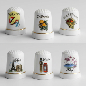 Dedales de porcelana personalizados al por mayor, de cerámica en blanco, recuerdos turísticos de California y Londres, regalos, dedales de costura para sastre - Product Image 1