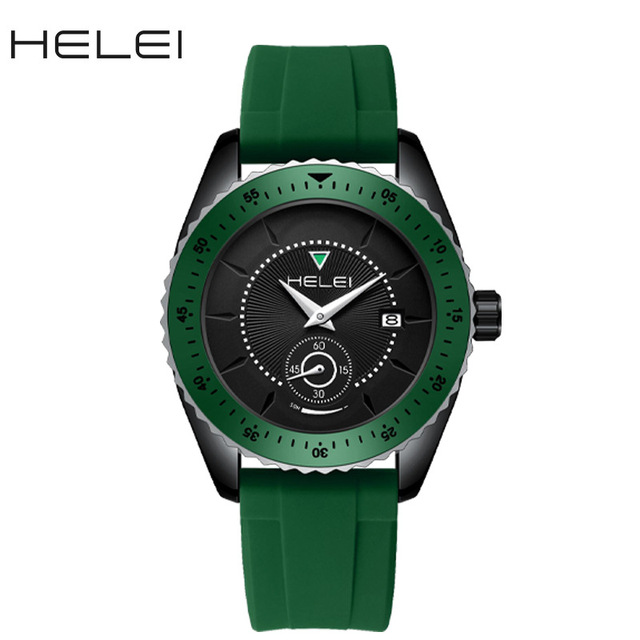HELEI 9011A Silicone Strap Water Resistant Male Clock Luxury Mens New Trend Sports Wrist Watch