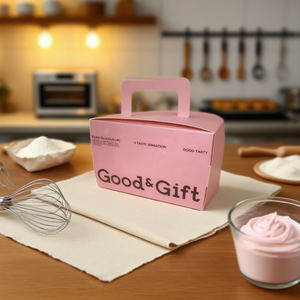 Boîte cadeau de boulangerie recyclable, conteneur alimentaire pour gâteaux et pâtisseries, avec poignée, pliable, emballage personnalisé pour desserts, pelliculage mat, faible MOQ - Product Image 3