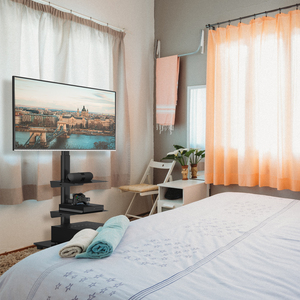 Le meuble TV à deux étagères convient aux écrans de 32 à 65 pouces. Base de meuble TV avec <span class=keywords><strong>pieds</strong></span> antidérapants, sûre et stable - Product Image 5