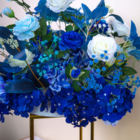 Bola Bunga Buatan Biru Putih, Rangkaian Bunga Hydrangea Mawar Eucalyptus Biru Kerajaan, Dekorasi Tengah Meja Pernikahan