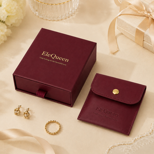 Caja de joyería estilo cajón y set de bolsas de terciopelo con cierre de botón, venta al por mayor, logotipo dorado personalizado para almacenamiento de anillos, pendientes y collares - Product Image 3