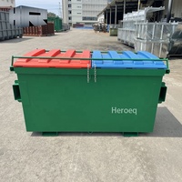 Conteneur de gestion des déchets à chargement frontal, bac à déchets de 3 mètres cubes, en acier doux écologique, pour recyclage, adapté aux camions à ordures