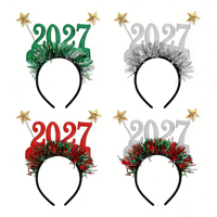 Pafu 2027 Headband Tahun Baru - Hiasan Kepala Berbentuk Bintang Berkilau & Rumbai untuk Perayaan Malam Tahun Baru.