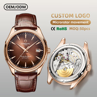 Jam Tangan Pria CARNIVAL Pearl Rotor Automatic Movement Automatic Mechanical dengan Tali Kulit Tahan Air dan Bermerek