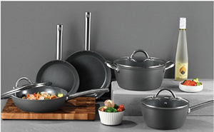 Ensemble de 10 casseroles de cuisine modernes <span class=keywords><strong>en</strong></span> <span class=keywords><strong>aluminium</strong></span> <span class=keywords><strong>recyclé</strong></span> de haute qualité, antiadhésives, avec poêle grill, faciles à nettoyer - Product Image 6