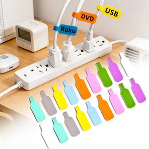 Étiquettes en cuir auto-agrippantes pour câbles sur supports métalliques pour l'identification des cordons, gestion des câbles avec multiprises derrière les bureaux et les téléviseurs - Product Image 1