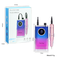Taladro de Uñas Portátil Recargable de 45000 RPM, 4000 mAh, Tipo C, Máquina Profesional para Pulir Uñas para Salón y Hogar