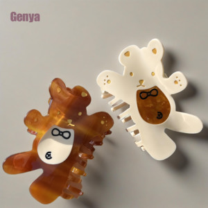 GENYA New Cute Little <strong>Bear</strong> <strong>Hair</strong> <strong>Clip</strong> Sweet Bow Cartoon Animal Acetate <strong>Hair</strong> <strong>Claw</strong> Wholesale