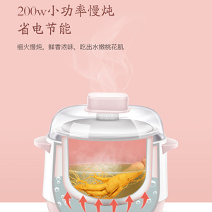 <b>Electric</b> Slow Cooker Ceramic 1L Nonstick Braised Soup Porridge Maker Household Double Boiler With Reservation Function - Product Image 2
