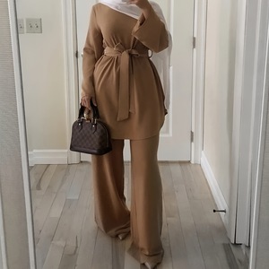 Ensemble Abaya Nida de style turc de Dubaï, grande taille, robe islamique pour femmes musulmanes, coupe ajustée, respirant, Ramadan, Eid, ensemble 2 pièces - Product Image 5