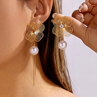 Ensemble de bijoux CUMAI en acier inoxydable plaqué or 18 carats avec fleurs et perles pour femmes, cadeau de fête, usage quotidien, accessoires de plage d'été, style vintage
