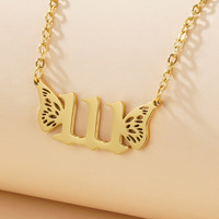 Collar de Acero Inoxidable con Baño de Oro de 18K, Resistente al Deslustre y al Agua, con Número de Ángel y Alas de Mariposa, Cadena de Eslabones, Moderno para Bodas