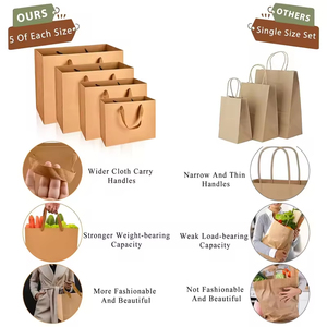 Sac en papier kraft brun biodégradable à poignées larges pour la vente à emporter, idéal pour les supermarchés - Product Image 1