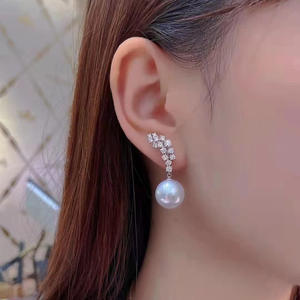 DIY Gorgeous <b>Silver</b> Jewelry <b>Earrings</b> with 8-12mm Round Beads 21600 S925 <b>Silver</b> Earnail Empty Tray 21600 DIY <b>Pearl</b> Accessories - Product Image 2