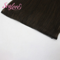 Extensions de cheveux Halo, sortie d'usine, double épaisseur, à clipser, 100% cheveux humains, couleur noire, trame machine