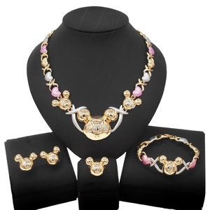 Yulaili Xoxo femmes plaqué or ensemble de bijoux mariage chaud baiser africain et câlin je t'aime ensembles de bijoux en cristal X0175 - Product Image 1
