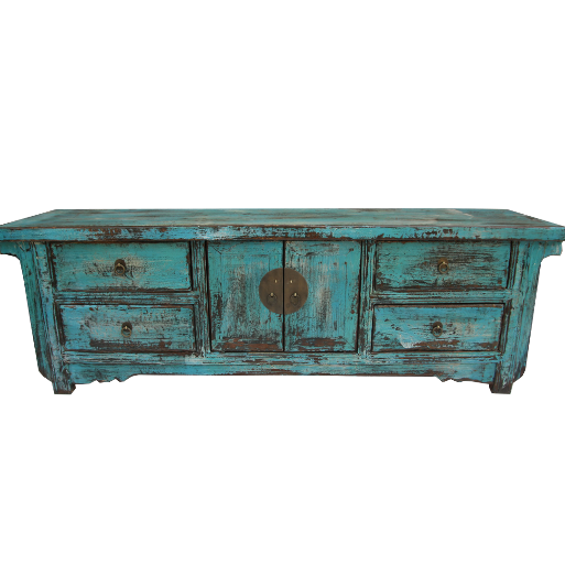 Chinese Antique Distressed Hand Painted Furniture Solid Wooden Tv 