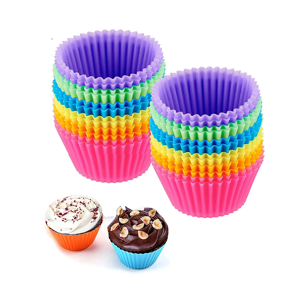 Willthy Reusable Heat-Resistant Handmade Cupcake Baking Cake Set Mold Liners Silicone Muffin Cups