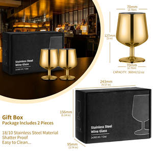 Copa de vino tinto de 360ML, copa de Martini de lujo de 12 Oz, copa de acero inoxidable, 2 piezas, copa de champán de boda con caja - Product Image 2