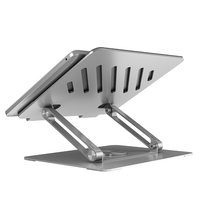 Support pour ordinateur portable NBJOHSON, pliable, réglable, en acier carbone, 260x225x40mm, multi-angles, blanc argenté