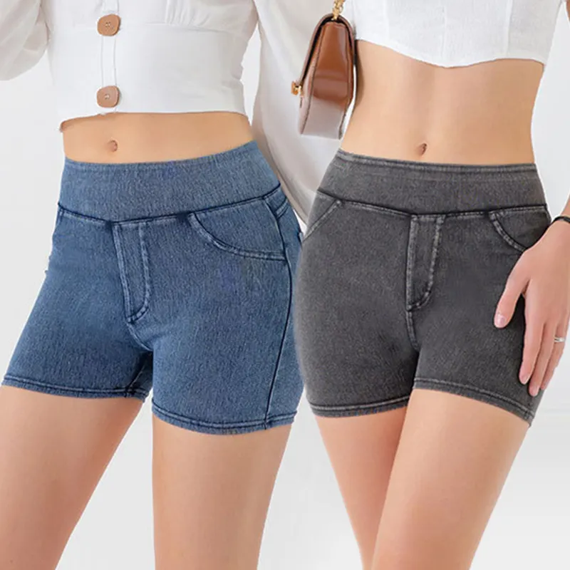 Summertime New High-Waisted Hip Lift Yoga Wear Jeans Ciclismo Shorts Alta Primavera Sweatpants Mulheres Shorts Jeans das mulheres