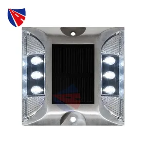 Keramisch Aangedreven Led G105 6 Led Aluminium Knop Licht Reflecterende Kat Ogen Zonne-Energie Stud Road