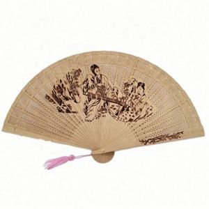 Chinese 8 Inch <b>Folding</b> Handmade Silk <b>Screen</b> Printed Fan with Tassel Custom Logo Option for Wedding Favors & Birthday Gifts - Product Image 5