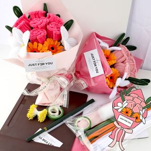 Modern Rose Sunflower Polyester Pipe <b>Cleaners</b> Bouquet DIY Kit Wrapping Paper Ribbon-Make Complete Gift Bouquet for Christmas - Product Image 2