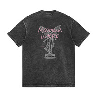 T-shirt vintage style américain à motif lettres, collection été 2026, anti-rides, antibactérien, absorbant l'humidité