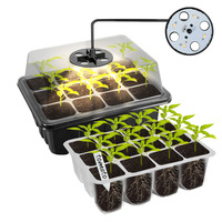 DD1669 Ensemble de propagateur de germination de plantes de jardin avec dôme d'humidité légère et Base 12 kits de plateau de démarrage de graines de cellules