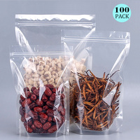 Lot de 100 sacs transparents à fermeture éclair, pochettes auto-scellantes, sacs en polyéthylène transparents pour l'emballage des aliments et des noix