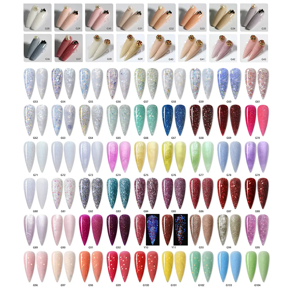 70 Glitter Color Acrygel polygel forniture per unghie all'ingrosso Oem Private Label UV Nail Extension Polly acrilico Poly Gel