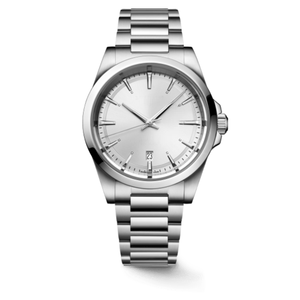 Montre-bracelet classique minimaliste pour homme avec affichage de la date, montre de ville décontractée, bracelet en acier inoxydable, boîtier poli - Product Image 1