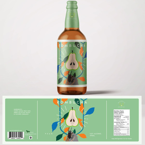 <strong>Custom</strong> Kombucha <strong>Label</strong> <strong>Bottle</strong> Adhesive Eco Friendly Waterproof Digital <strong>Printing</strong> Beverage Sticker Packaging <strong>Labels</strong> - Product Image 3