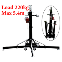 Torre de elevación de aluminio para luces de DJ, con capacidad de carga máxima de 220 kg, altura máxima de 5,4 m, para soporte de altavoces y luces.