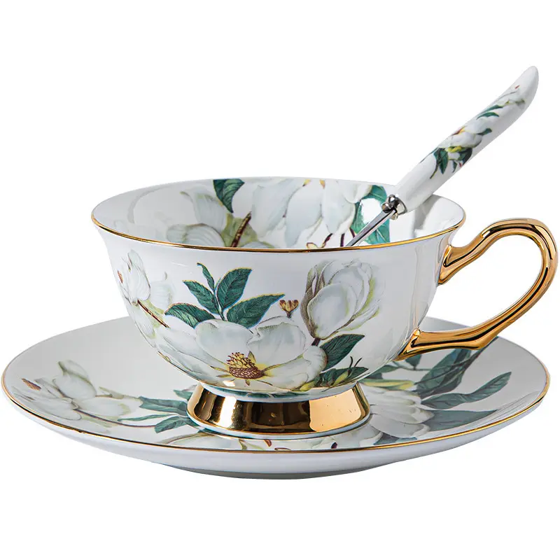 Чайная чашка из костяного фарфора, простая керамическая чашка для домашнего чая, набор для послеобеденного чая, Европейский набор для кофейных чашек