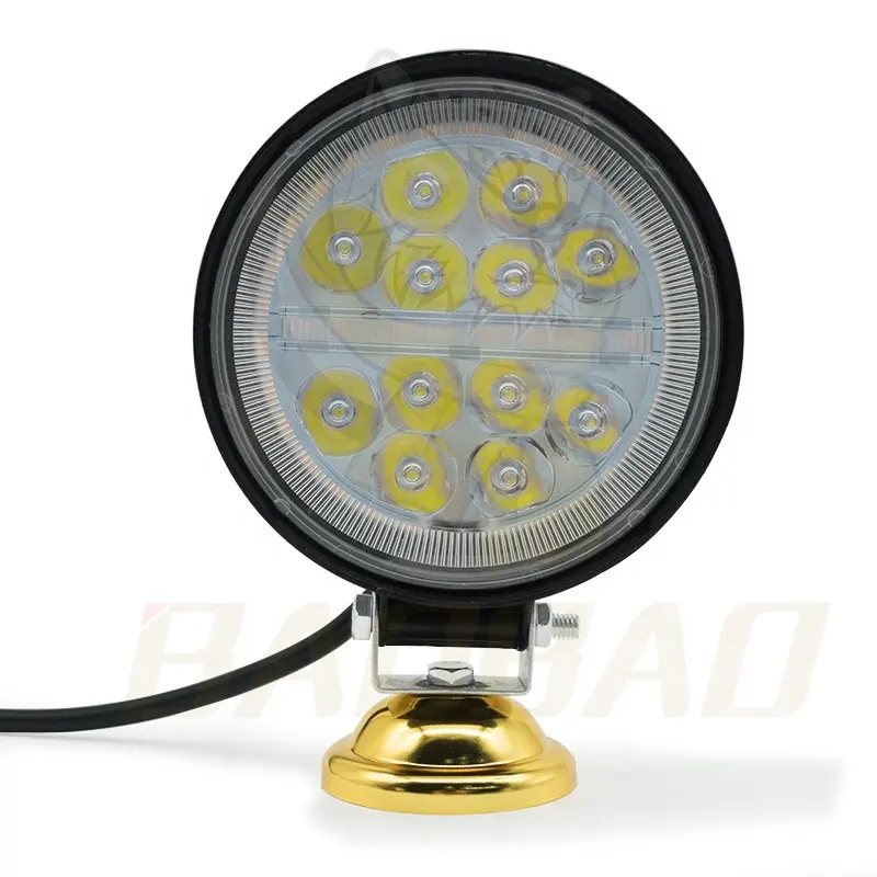 4 인치 36W 라운드 LED 운전 빛 12LED 노란색 링 DRL 홍수 빛 오프로드 LED 작업 빛 자동차 트럭 오토바이