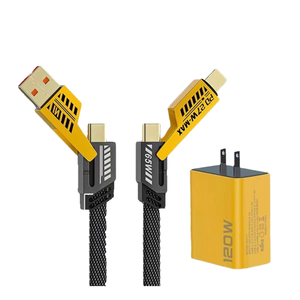 Bộ sạc nhanh GAN 120W 4 cổng <span class=keywords><strong>USB</strong></span> Type C PD, bộ cáp 4 trong 1, công suất đầu ra 65W, 5V/2.4A, sạc điện thoại di động QC3.0 - Product Image 3