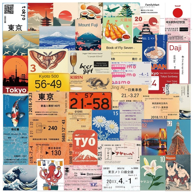 Wholesale 50PCS Japanese Travel Culture PVC Stickers Cartoon Waterproof DIY Decor Guitar Notebook Suitcase Covers for Kids