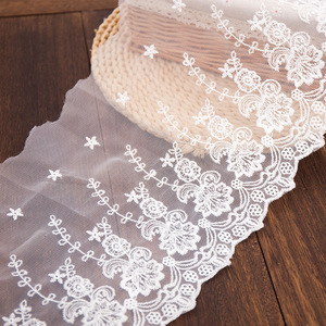 Fabbrica diretta 23/37/47cm in bianco e nero filato ricamato bordo a forma di maglia rigida <span class=keywords><strong>tenda</strong></span> per divano per la casa tessuto pizzo decorativo tessile - Product Image 6