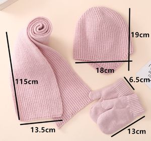 Ensemble de gants et écharpe en cachemire et cachemire unisexe de 3 pièces, ensemble de foulards et de bonnets côtelés doux pour garçons et filles - Product Image 2