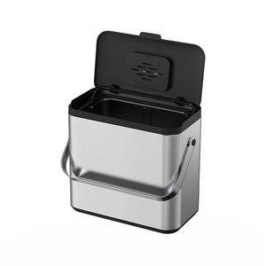 Poubelle de cuisine rectangulaire en acier inoxydable avec couvercle, à suspendre sur porte d'armoire, pour usage intérieur - Product Image 1