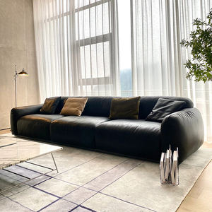 Canapé en cuir véritable personnalisé ensemble de canapés de couleur noire pour salon nouveau design <span class=keywords><strong>grand</strong></span> canapé <span class=keywords><strong>3</strong></span> places - Product Image 2