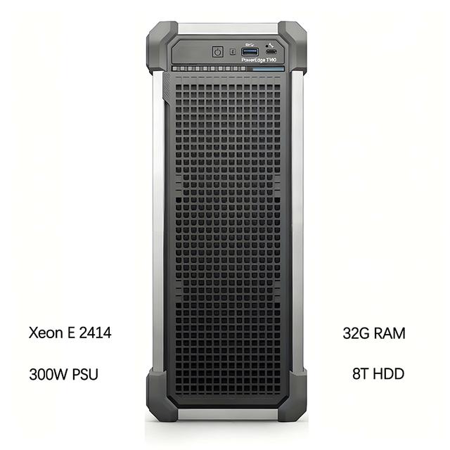 New PowerEdge T160 Intel Xeon E-2414 32GB DDR5 RAM 300W Single PSU Hot Swappable 8TB HDD Customizable Tower Server