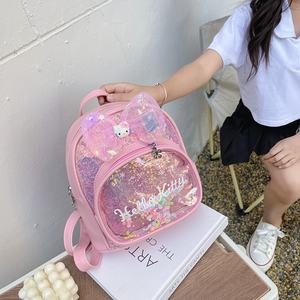 Nuovo <span class=keywords><strong>Zaino</strong></span> per Ragazze con Fiocco e Paillettes, Decorazione Gattino Carino, Chiusura con Cerniera; per Uscite Quotidiane, Viaggi e <span class=keywords><strong>Asilo</strong></span> - Product Image 2