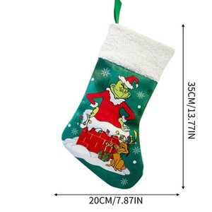 Chaussettes de Noël <span class=keywords><strong>Grinch</strong></span> en gros, motif monstre vert, décorations de fêtes imprimées, chaussettes de Noël pour la maison, fête, décoration suspendue pour sapin de Noël - Product Image 4