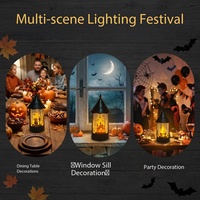 Wondise Halloween Projection Snow Globe Timer Baterai Dapat Dioperasikan Lampu Berputar Air Berkilauan Patung Lentera Lampu Suasana Kastil