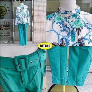 Traje de dos piezas elegante para mujer Estampado floral Verano y otoño Traje de cintura alta Traje de mujer de moda de oficina - Product Image 5