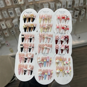 <span class=keywords><strong>Faux</strong></span> <span class=keywords><strong>ongles</strong></span> à presser faits main effet œil de chat avec strass brillants, boîtes surprises <span class=keywords><strong>automne</strong></span>-hiver, vente en gros pour les diffusions en direct et les vendeurs de rue - Product Image 1